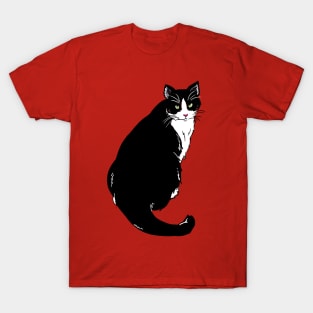 Cute Tuxedo Cat Illustration T-Shirt